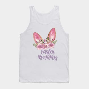 Easter Bunny - Watercolor Ears and Flowers Tank Top